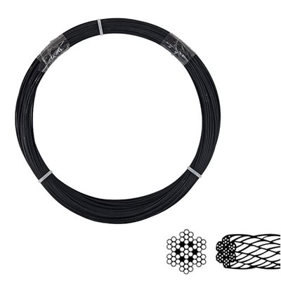 Black Cable - 3/32", 7x7 Strand (500/ft. Roll)