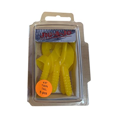 Jig-A-Jo Twin Tails 4.5" Yellow (5/Pkg)