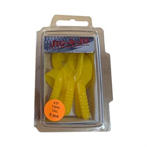 Jig-A-Jo Twin Tails 4.5"  Yellow (5/Pkg)