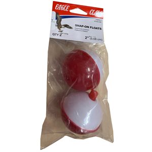 Snap On Round Floats - 2" Red/White - (2 Pack)