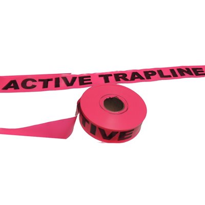 Flagging Tape Printed - "Active Trapline" - Pink