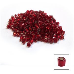 Glass 2 Cut Beads - Silver Lined Red 