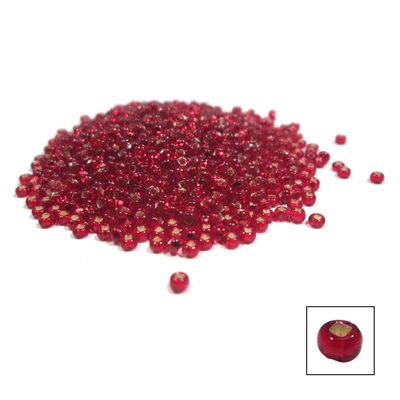 Glass Seed Beads - Silver Lined Red