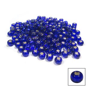 Glass Pony Beads - Silver Lined Royal Blue