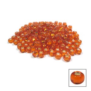 Glass Pony Beads - Silver Lined Orange