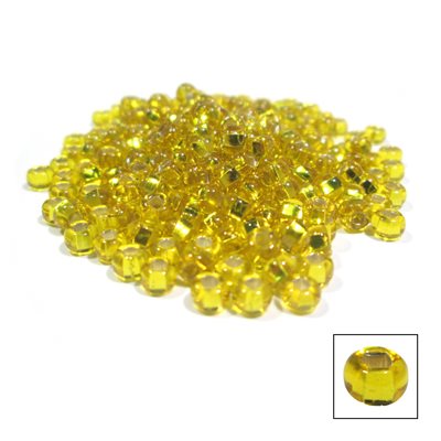 Glass Pony Beads - Silver Lined Yellow