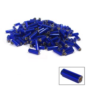 Glass Bugle Beads - Silver Lined Royal Blue (1/4")