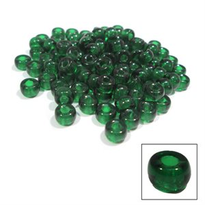 Glass Crow Beads Mini -  Transparent  Dark Green
