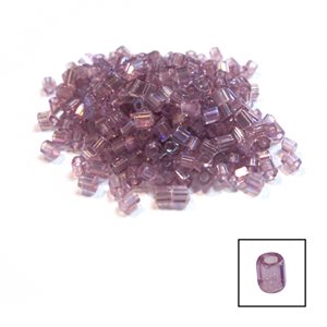 Glass 2 Cut Beads - Transparent Light Purple, AB 