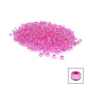 Glass Seed Beads - Fuchsia Silver Lined Dyed