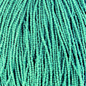 Seedbeads 3Cut 9/0 Opaque Turquoise Blue Strung  (1 Strand)