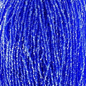 Seedbeads 3Cut 9/0 Transparent Blue Luster Strung  (1 Strand)