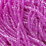 Seedbeads 3Cut 9/0 Transparent Mauve Color Lined Strung  (1 Strand)