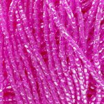 Seedbeads 3Cut 9/0 Transparent Rose Color Lined Strung  (1 Strand)