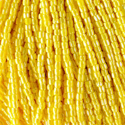 Seedbeads 3Cut 9/0 Opaque Yellow Luster Strung (1 Strand)