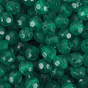 Facetted Beads - Green Transparent (6 mm)