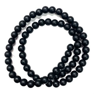 Beads - Round Stones, Black Matt   6 mm