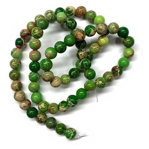 Beads - Round Stones, Green Jasper  6 mm