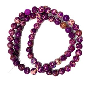Beads - Round Stones, Bright Pink Jasper  6 mm