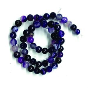 Beads - Round Stones, Purple Banded Agate  6 mm