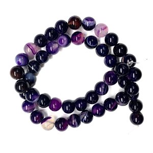 Beads - Round Stones, Purple Banded Agate  8 mm