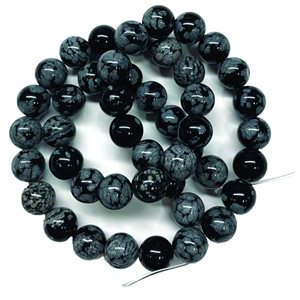 Beads - Round Stones, Snowflake 8 mm