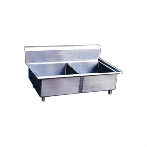Stainless Steel Two Tub Sink - No Drain Board