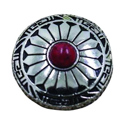 Concho - Silver Flower With Red (10/Pkg)