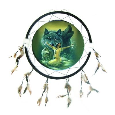 24" Dream Catcher - Girl with Wolves