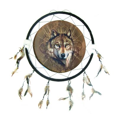 24" Dream Catcher - Single Wolf