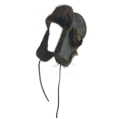 Fur Hat, Antique Leather With Beaver Fur (Small)