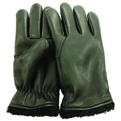 Mens Gloves With Pile Lining - Black Med