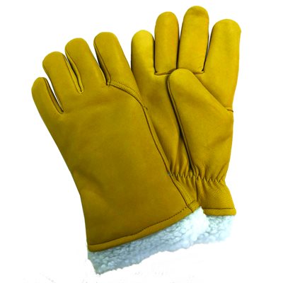 Mens Gloves With Pile Lining - Gold Medium