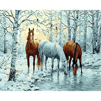 Cross Stitch Kit - Horses By The Lake