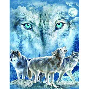 Cross Stitch Kit - Howling White Wolves