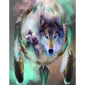 Paint By Numbers Kit - Wolf Dream Catcher
