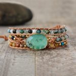 Bracelets - Green Jade & Jasper Wrap