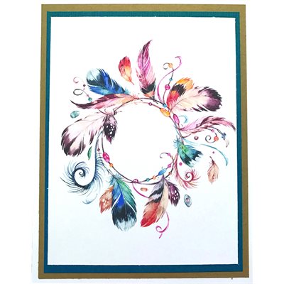 Handmade Card - Feather Wreath
