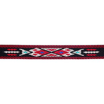 Woven Braid Hitched Trim - Black/Red
