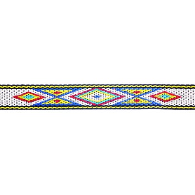 Woven Braid Hitched Trim - Yellow/White/Blue