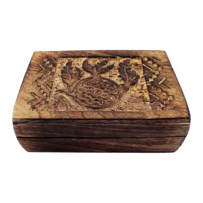 Carved Wooden Box - Dream Catcher (6"x4")