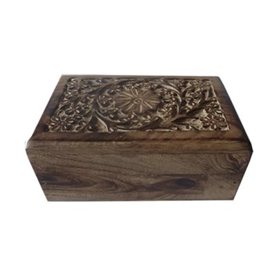 Carved Wooden Box - Daisy (6"x4")