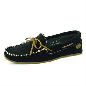 Mens Suede Moccasins With Sole - Black