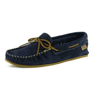 Mens Suede Moccasins With Sole - Navy Blue