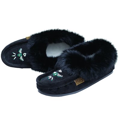 Moccasins With Sole - Black Suede (Ladies 10)