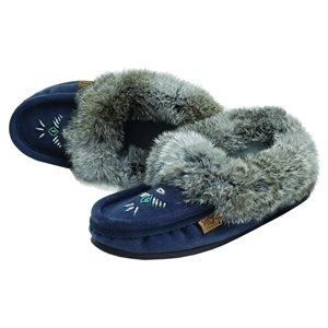 Moccasins With Sole - Navy Suede (Ladies Sizes)