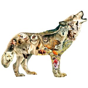 Native American Wolf - Shaped Puzzle (750 Pieces)