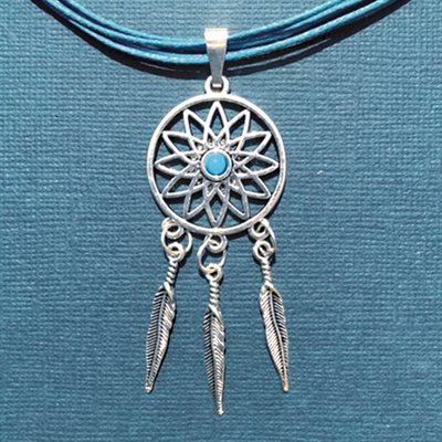 Turquoise Corded Necklace With Dreamcatcher