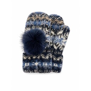 Icelandic Wool Mittens (Blue with Blue Pom)