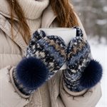 Icelandic Wool Mittens (Blue with Blue Pom)